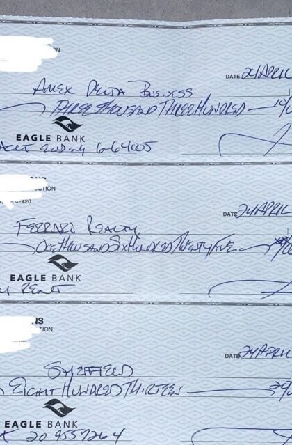 EAGLE BANK DEPOSIT CHECK | $2000 - $5000